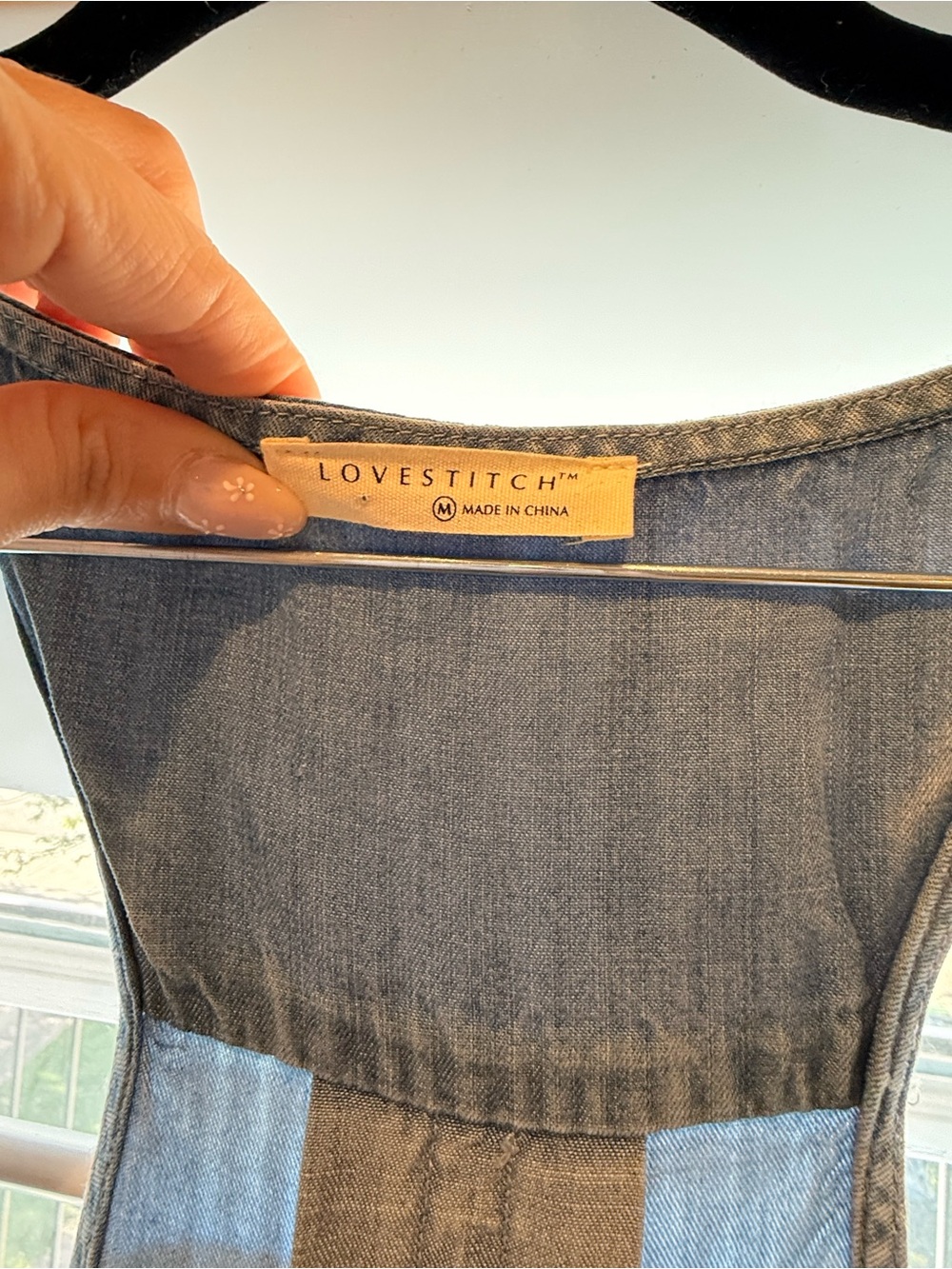 lovestitch Light Blue Denim Cropped Jumpsuit with Drawstring - Picture 3 of 3